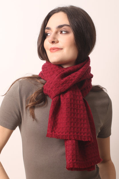Bordeaux Waffle Weave Cashmere Scarf- Pashma Women's
