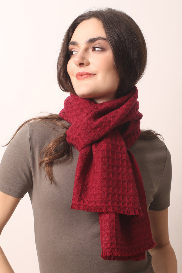 Bordeaux Waffle Weave Cashmere Scarf- Pashma Women's