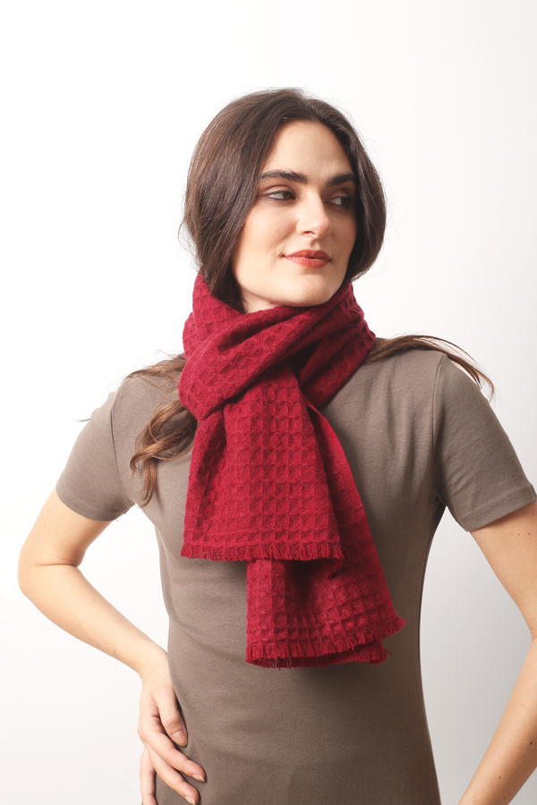 Bordeaux Waffle Weave Cashmere Scarf