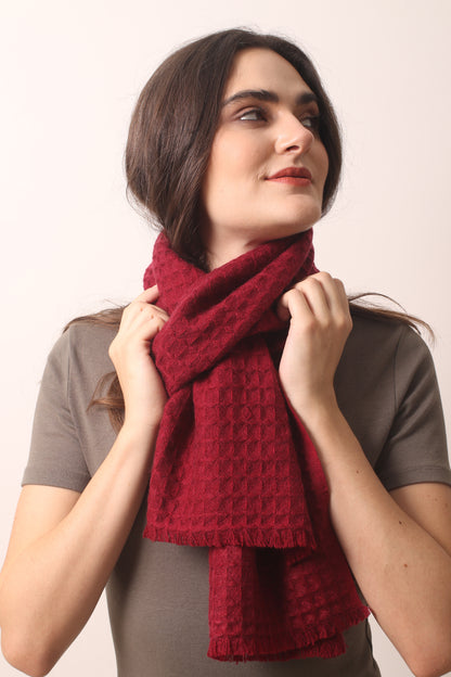 Bordeaux Waffle Weave Cashmere Scarf 2- Pashma Women's