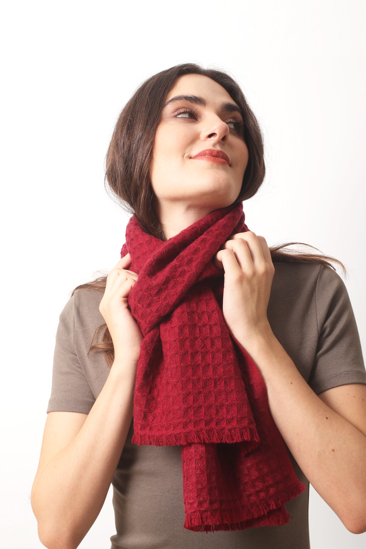 Bordeaux Waffle Weave Cashmere Scarf