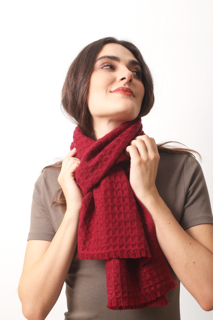 Bordeaux Waffle Weave Cashmere Scarf