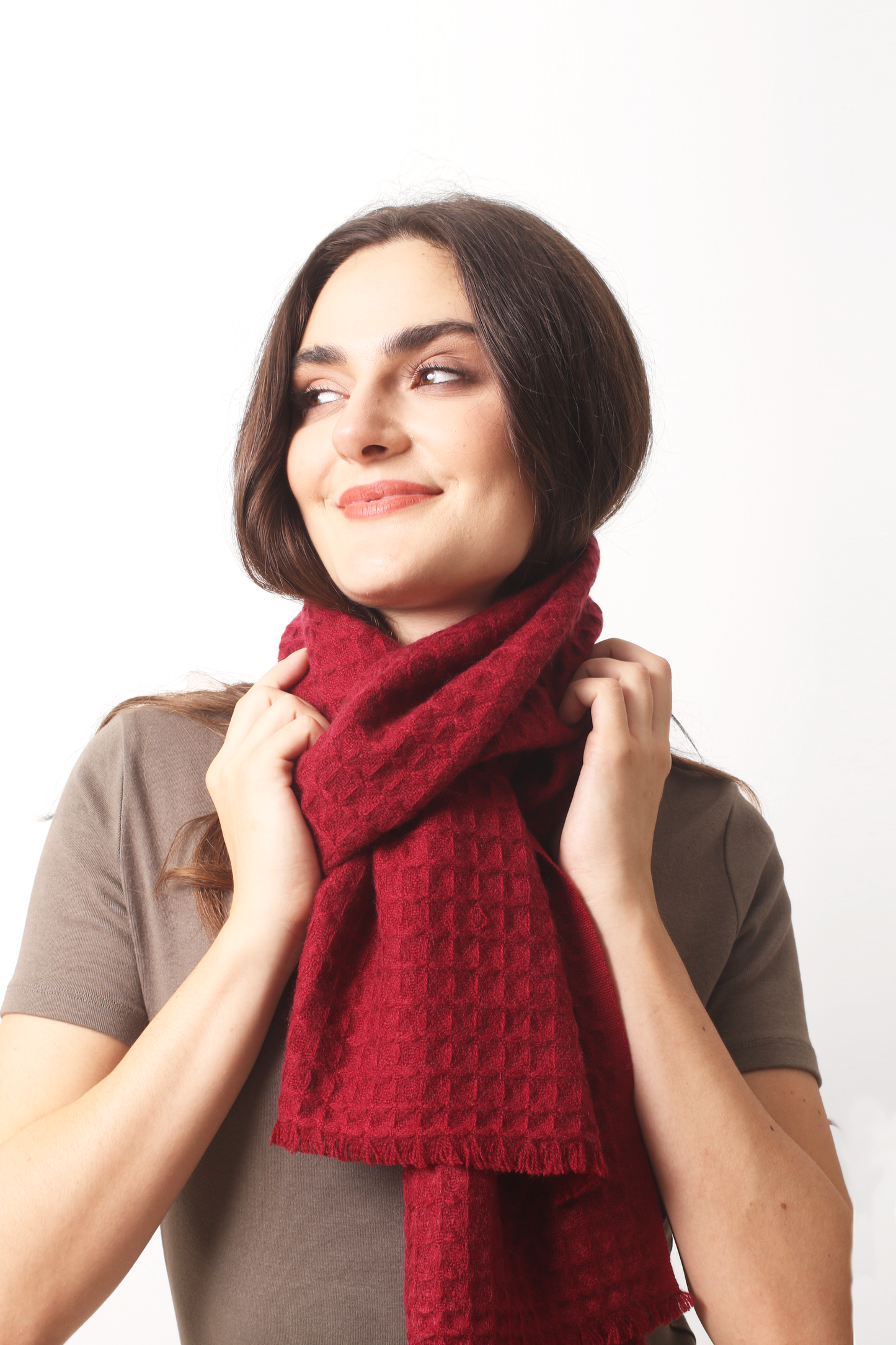 Bordeaux Waffle Weave Cashmere Scarf