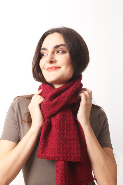 Bordeaux Waffle Weave Cashmere Scarf