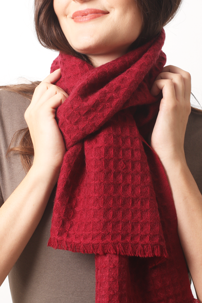 Bordeaux Waffle Weave Cashmere Scarf