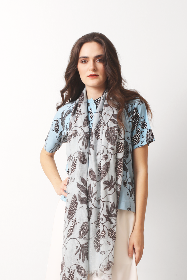 Botanical Printed Silk Cashmere Scarf