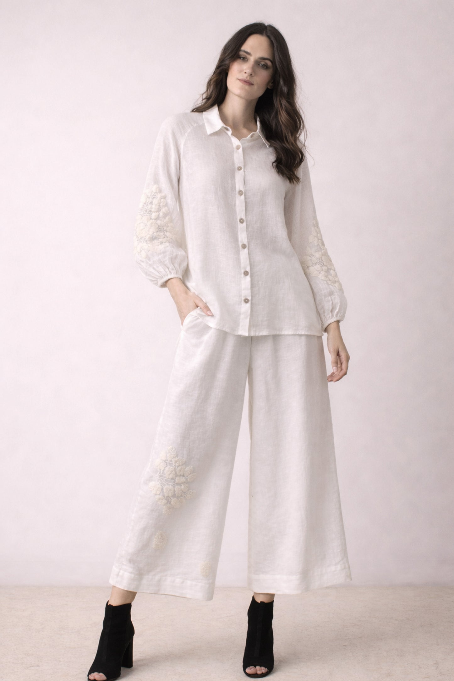 Buckley Embroidered Linen Co-Ord Set- Pashma Women's