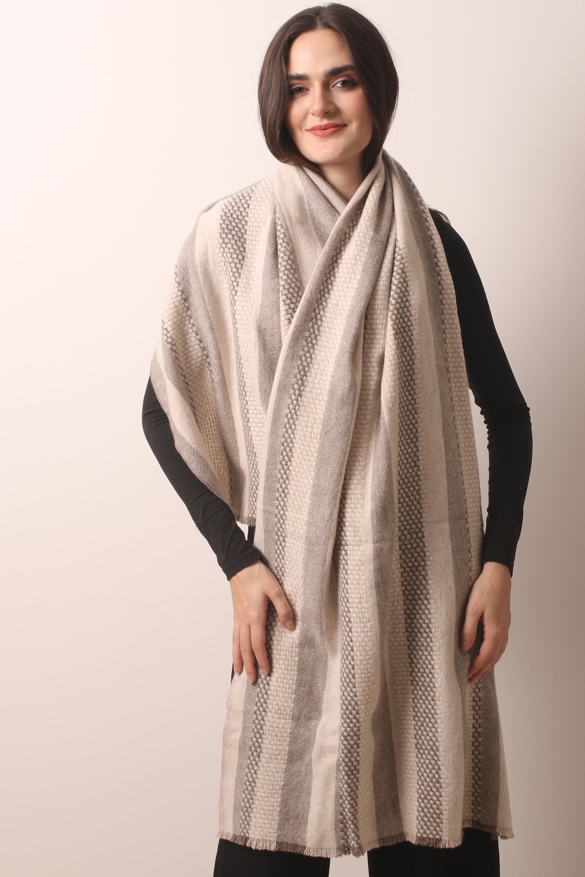 Cashmere Basket weave Scarf- Pashma Women's