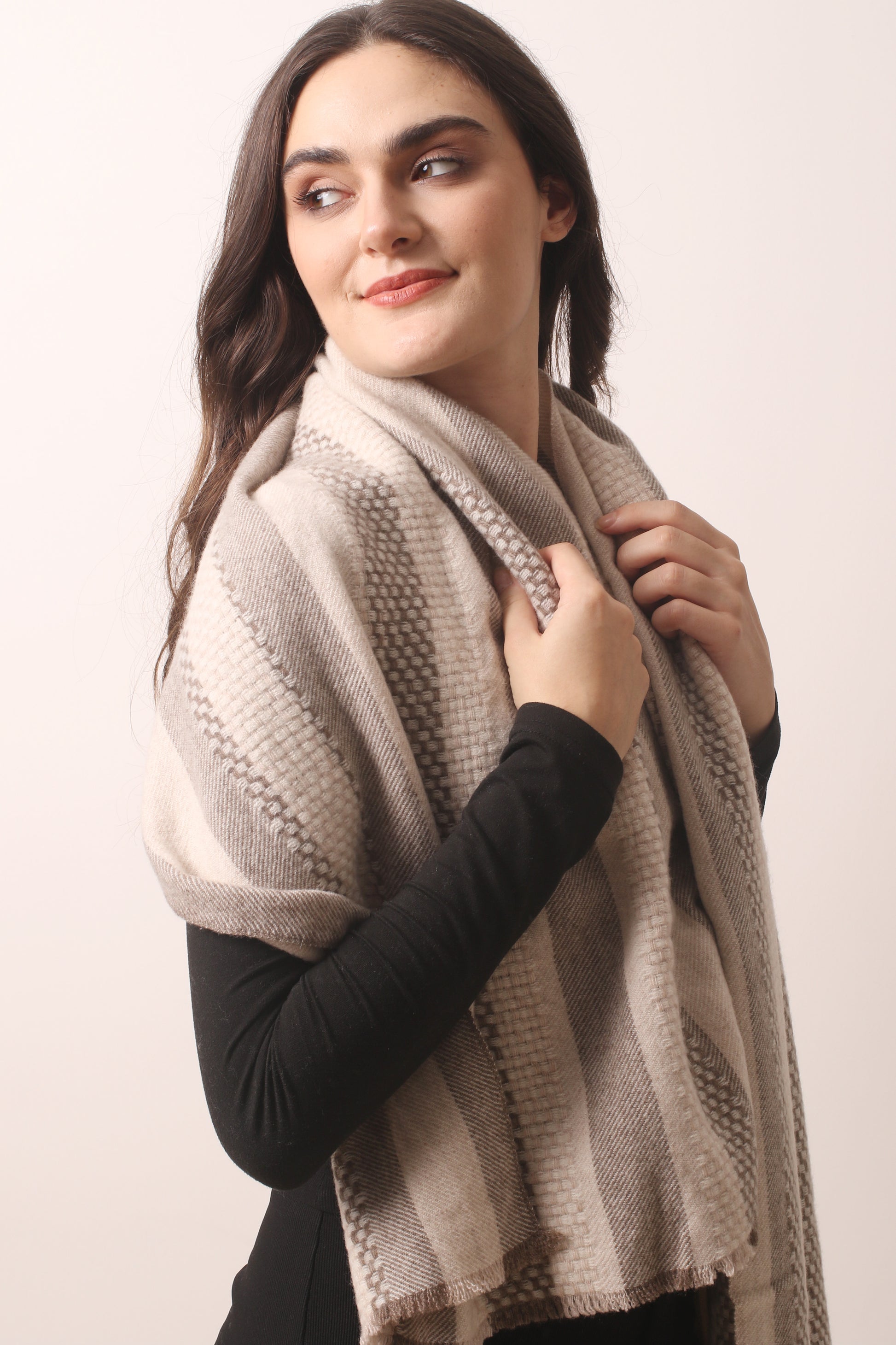 Cashmere Basket weave Scarf 2- Pashma Women's
