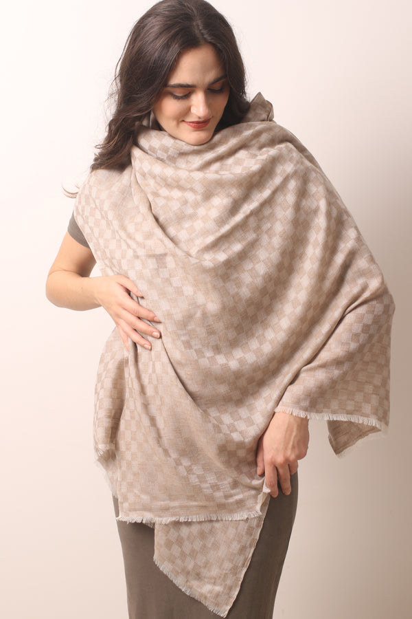 Cashmere Changpa Basket weave Scarf- Pashma Women's