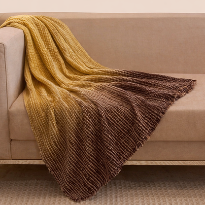 Cotton Wool Linen Mustard Ombre Throw : Edgar