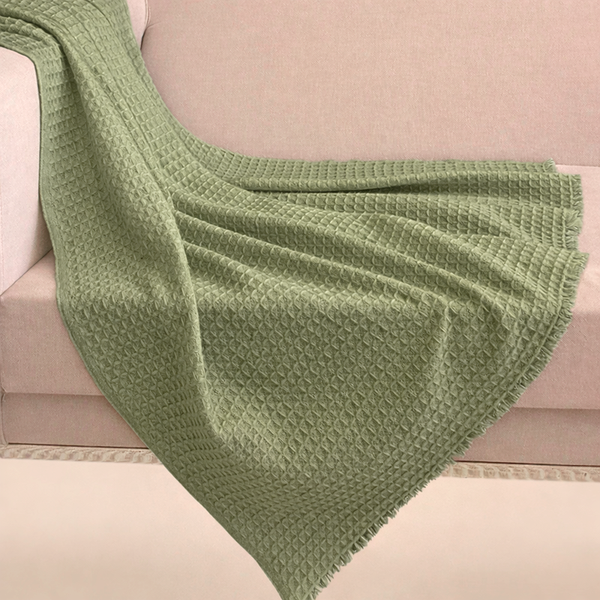 Sage Green Cashmere Waffle Throw : Kai