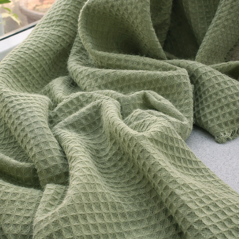 Sage Green Cashmere Waffle Throw : Kai