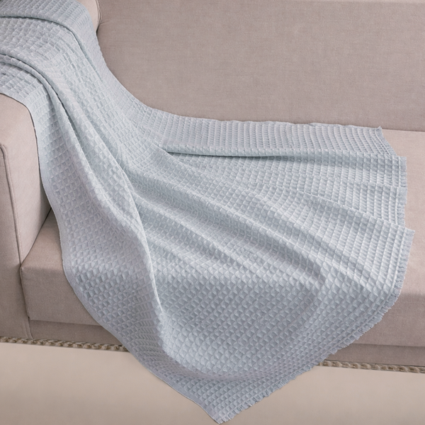 Powder Blue Cashmere Waffle Throw : Kai