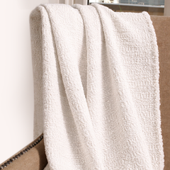 White Cotton Wool Throw : Flora