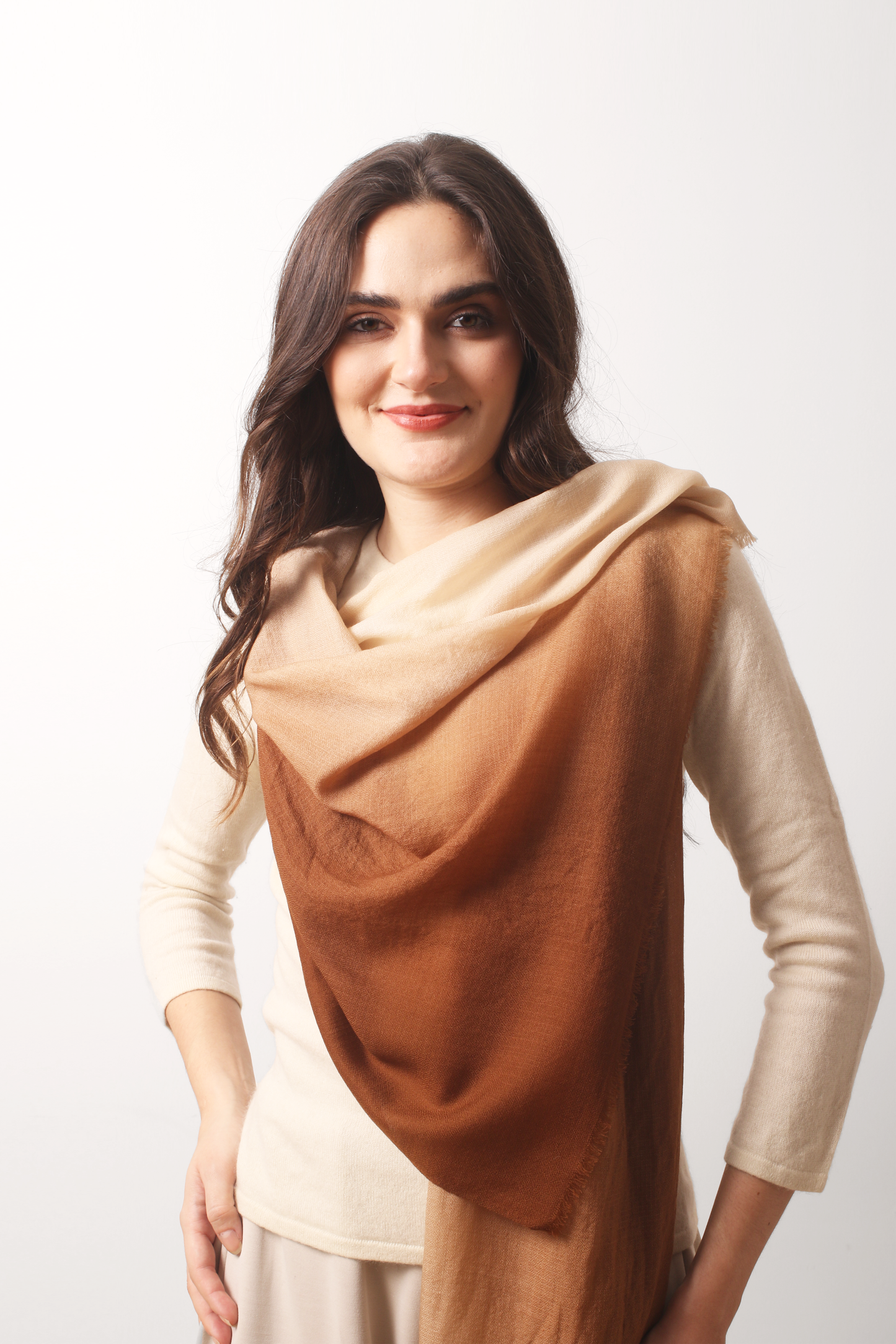 Cherry Wood Ombre Diamond Cashmere Scarf