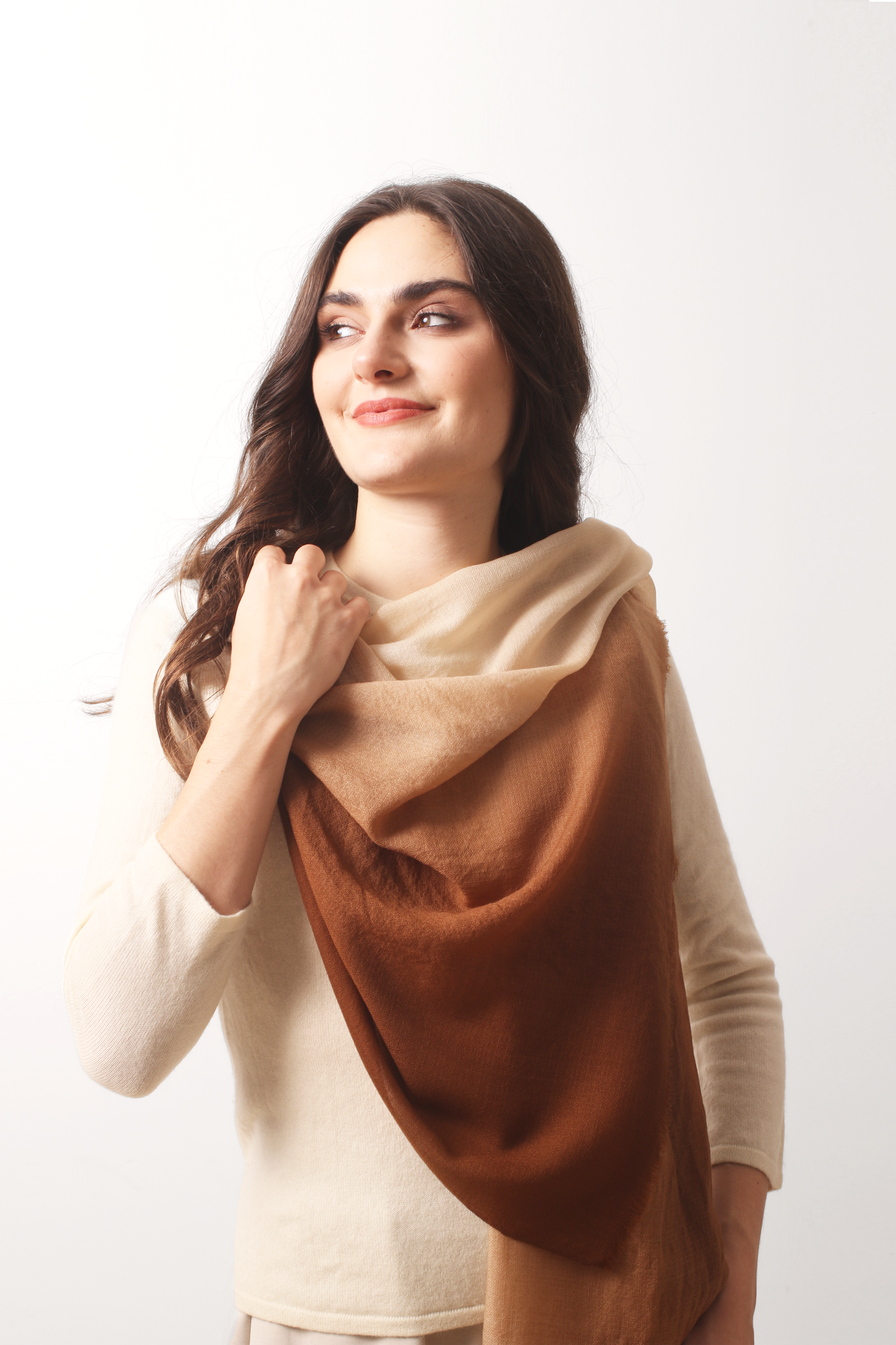 Cherry Wood Ombre Diamond Cashmere Scarf
