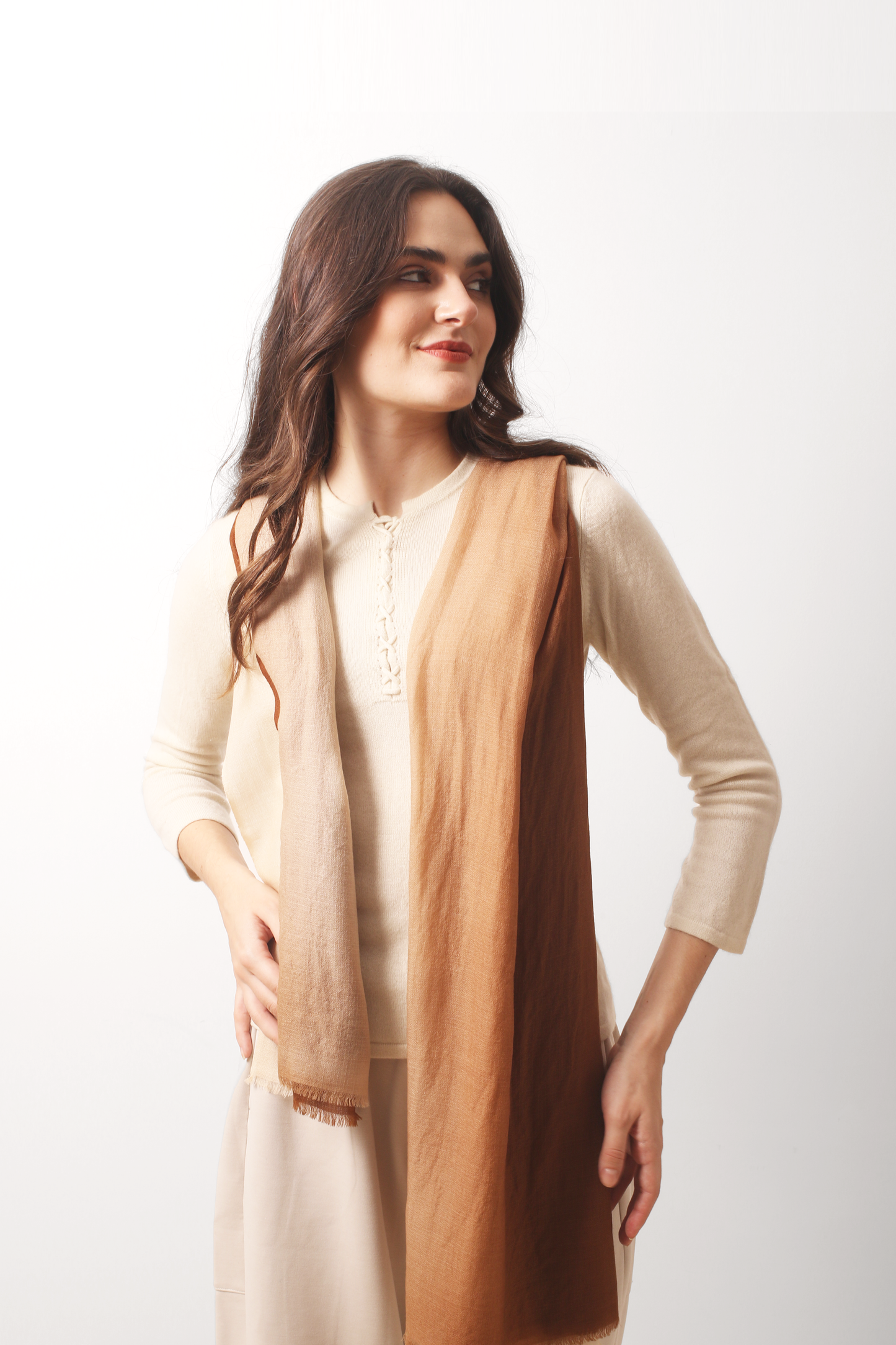 Cherry Wood Ombre Diamond Cashmere Scarf