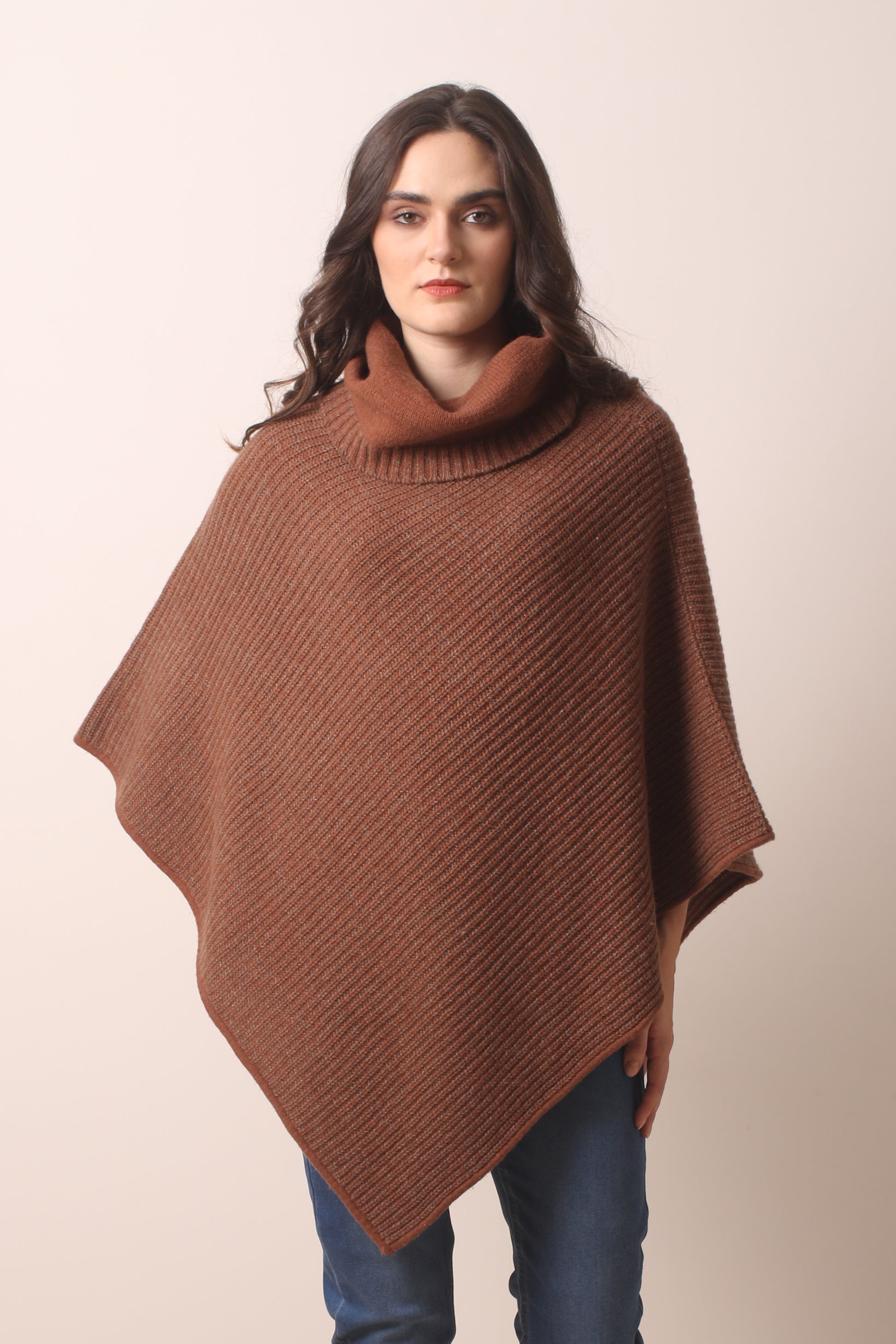 Chocolate Cashmere Triangular Poncho- Pashma Women's