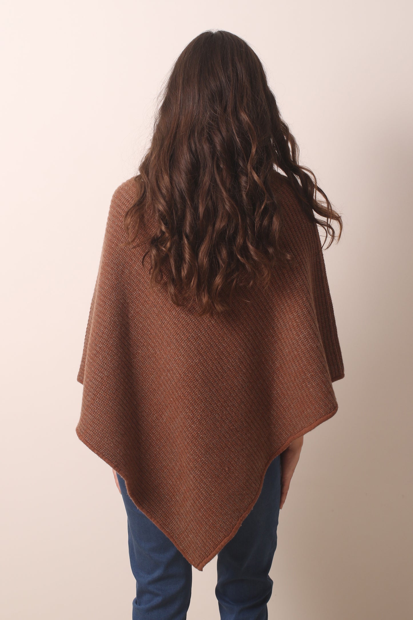 Chocolate Cashmere Triangular Poncho 3- Pashma Women's
