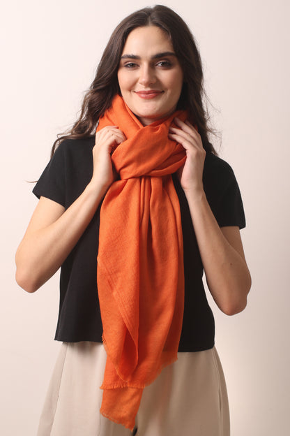 Clementine Orange Merino Wool Scarf- Pashma Women's