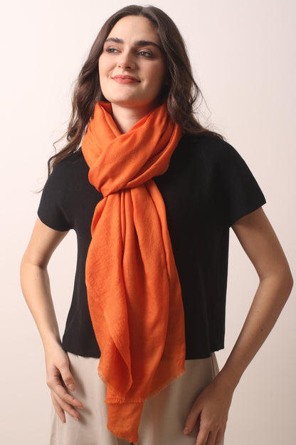 Clementine Orange Merino Wool Scarf 1- Pashma Women's