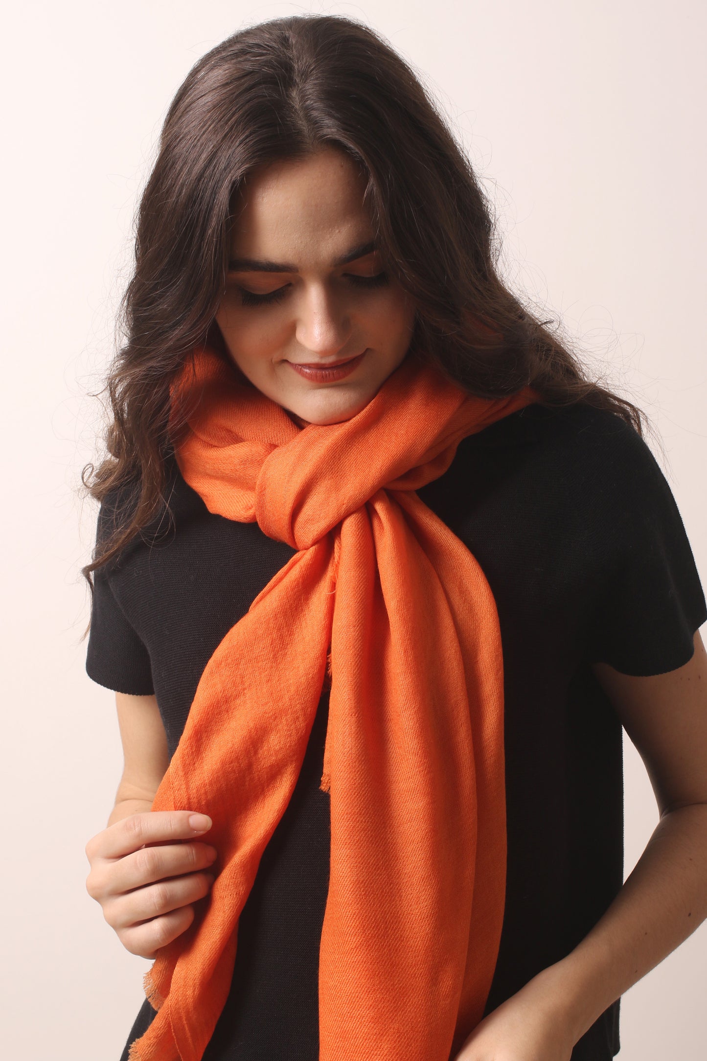 Clementine Orange Merino Wool Scarf 2- Pashma Women's
