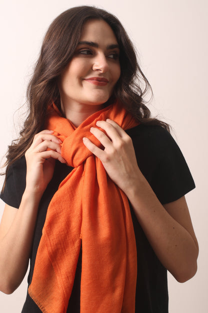 Clementine Orange Merino Wool Scarf 3- Pashma Women's