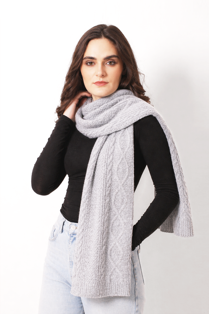 Cloud Mélange Cashmere Cable Knit Scarf