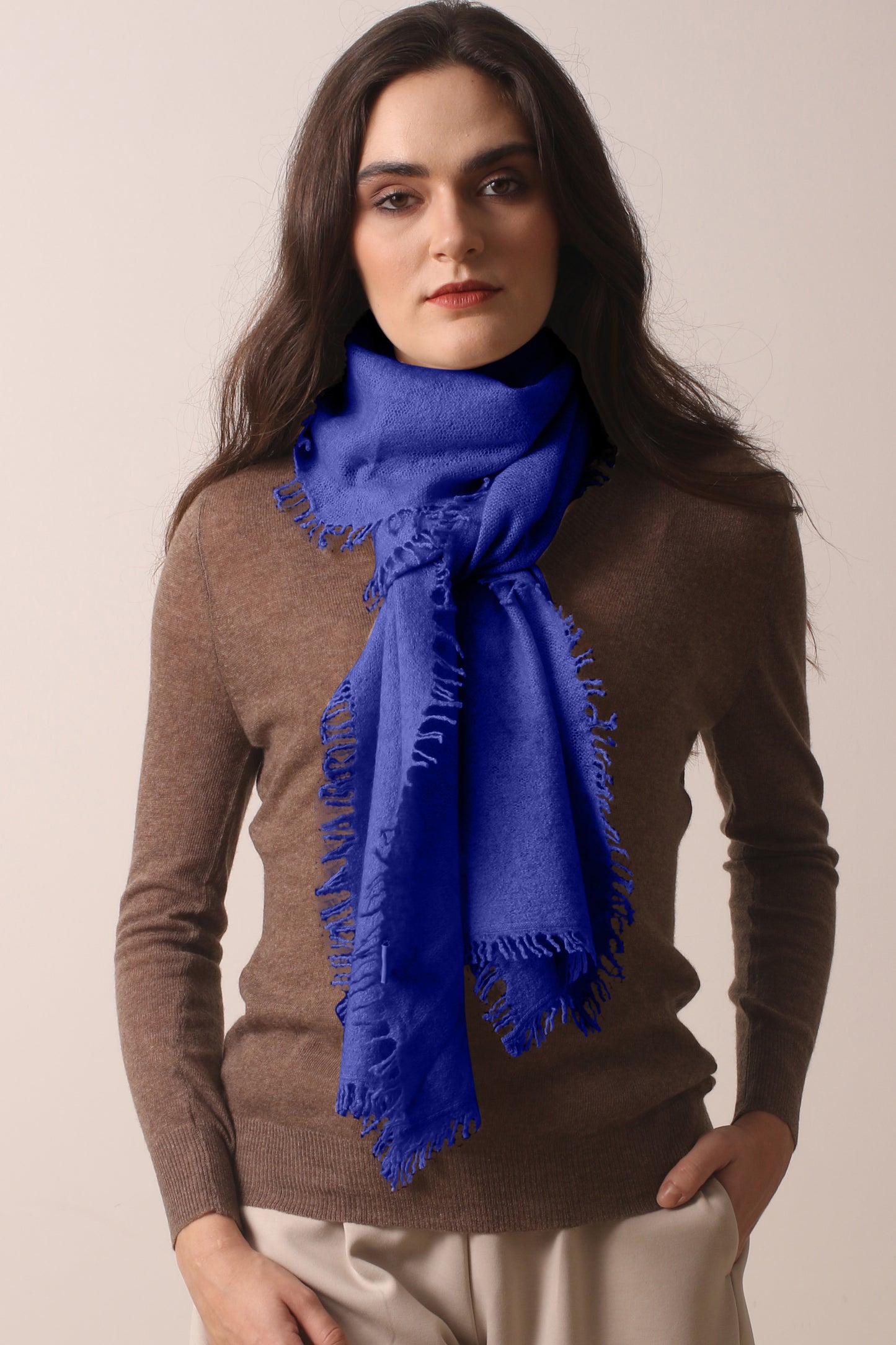 Cobalt Blue Knitted Cashmere Scarf- Pashma Women's