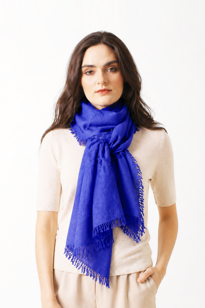 Cobalt Knitted Cashmere Scarf