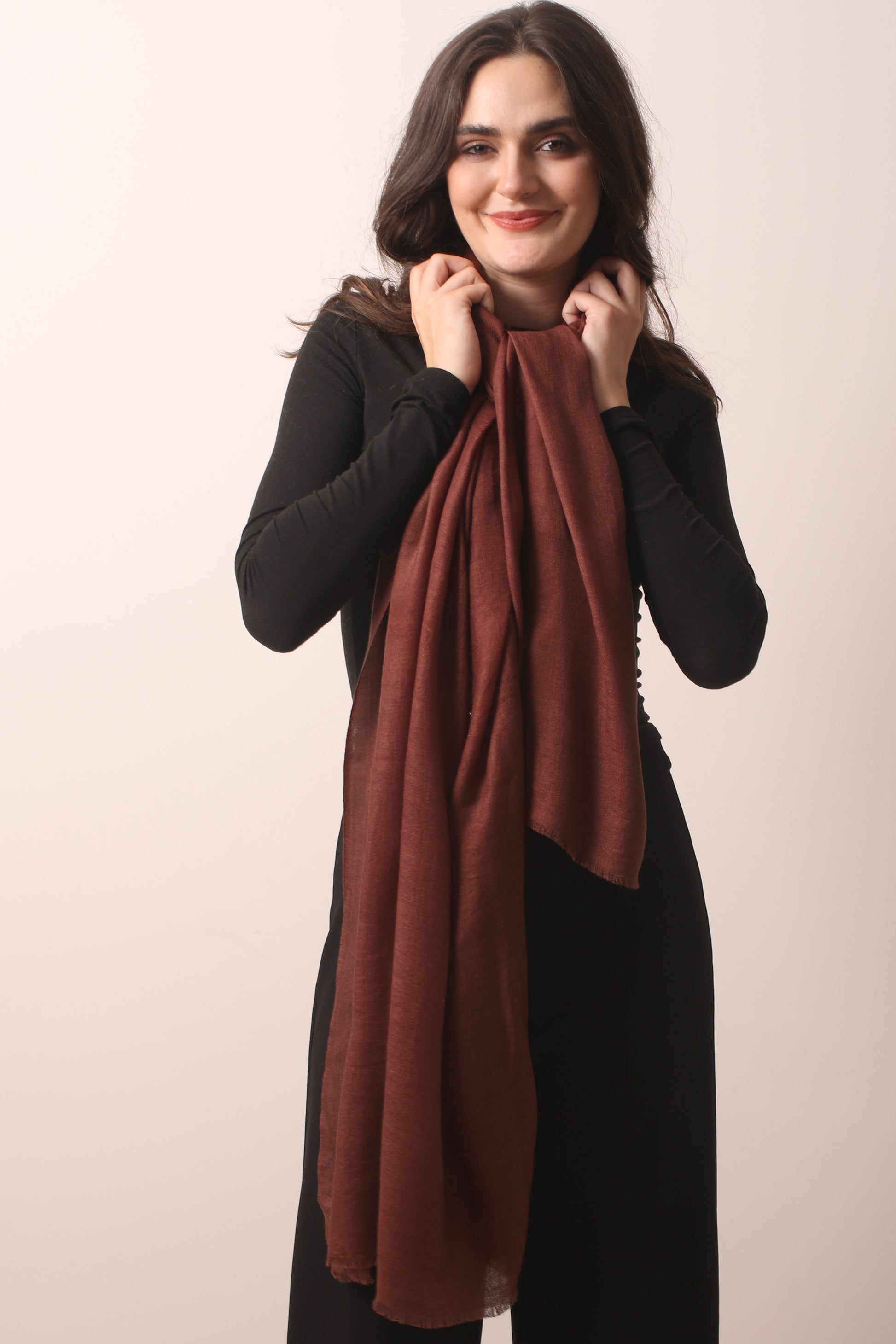 Coffee Brown  Merino Wool Scarf- Pashma Women's