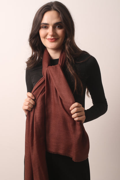 Coffee Brown  Merino Wool Scarf 1- Pashma Women's