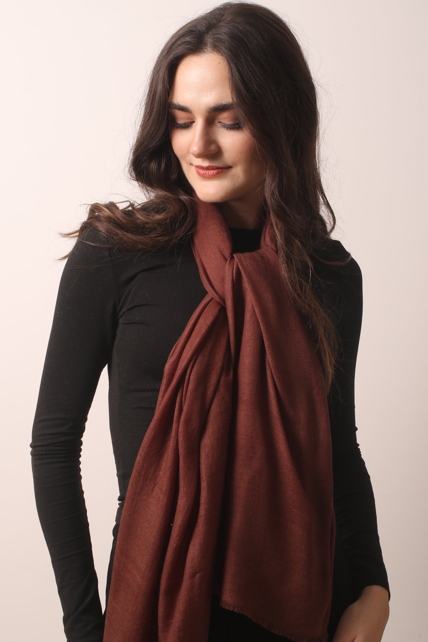 Coffee Brown  Merino Wool Scarf 2- Pashma Women's