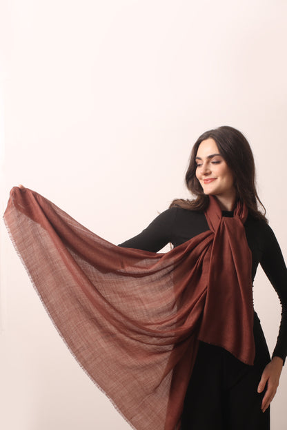 Coffee Brown  Merino Wool Scarf 3- Pashma Women's