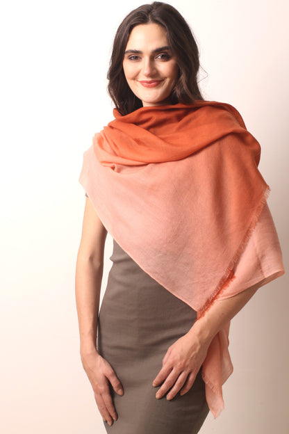 Coral Almond Ombre Diamond Knit Scarf- Pashma Women's