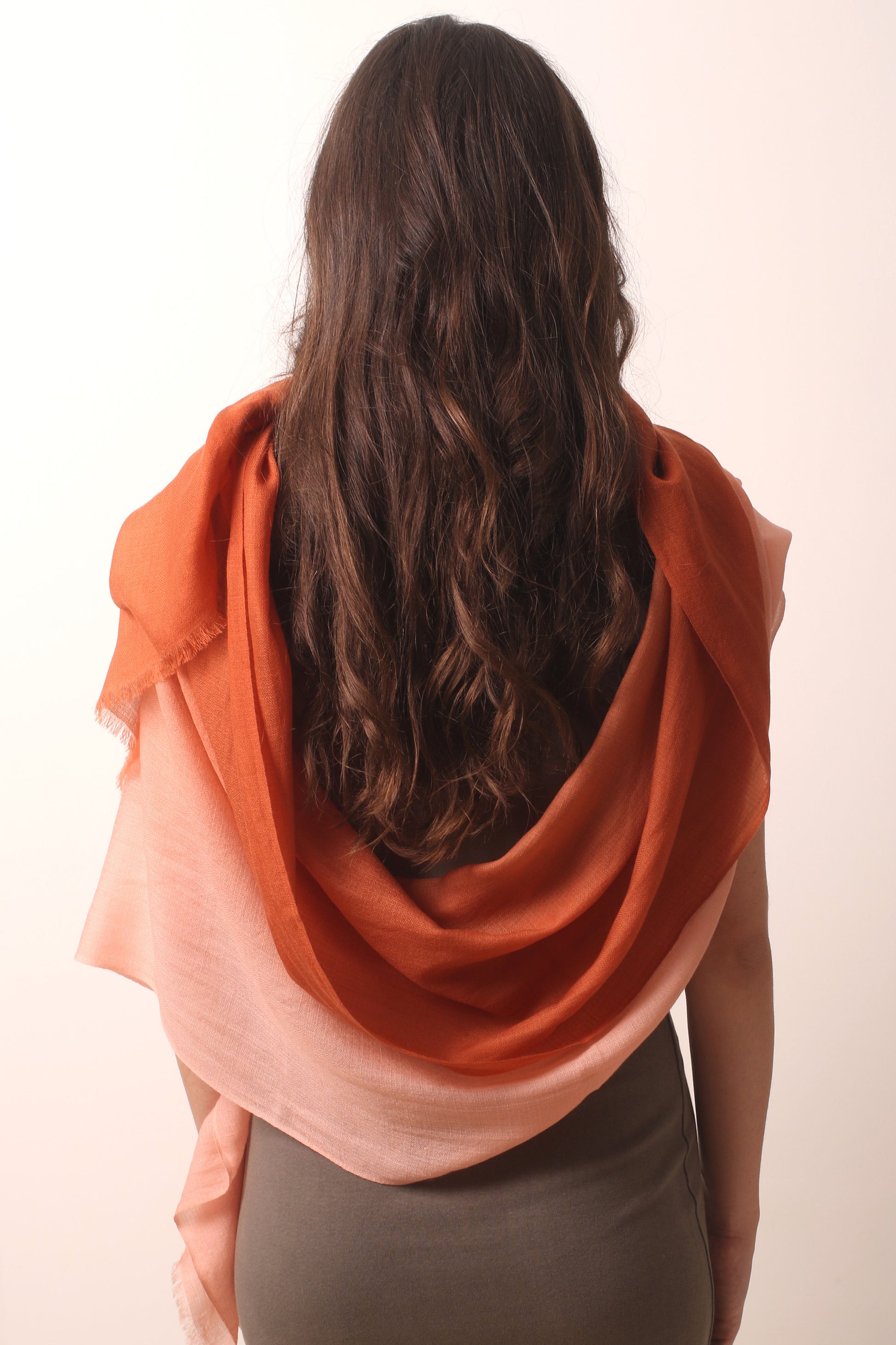 Coral Almond Ombre Diamond Knit Scarf 2- Pashma Women's