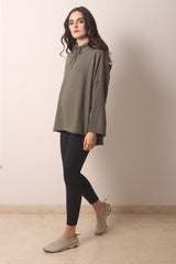 Dark Olive Cashmere Hoodie 2- Pashma Womens