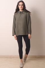 Dark Olive Cashmere Hoodie 3- Pashma Womens