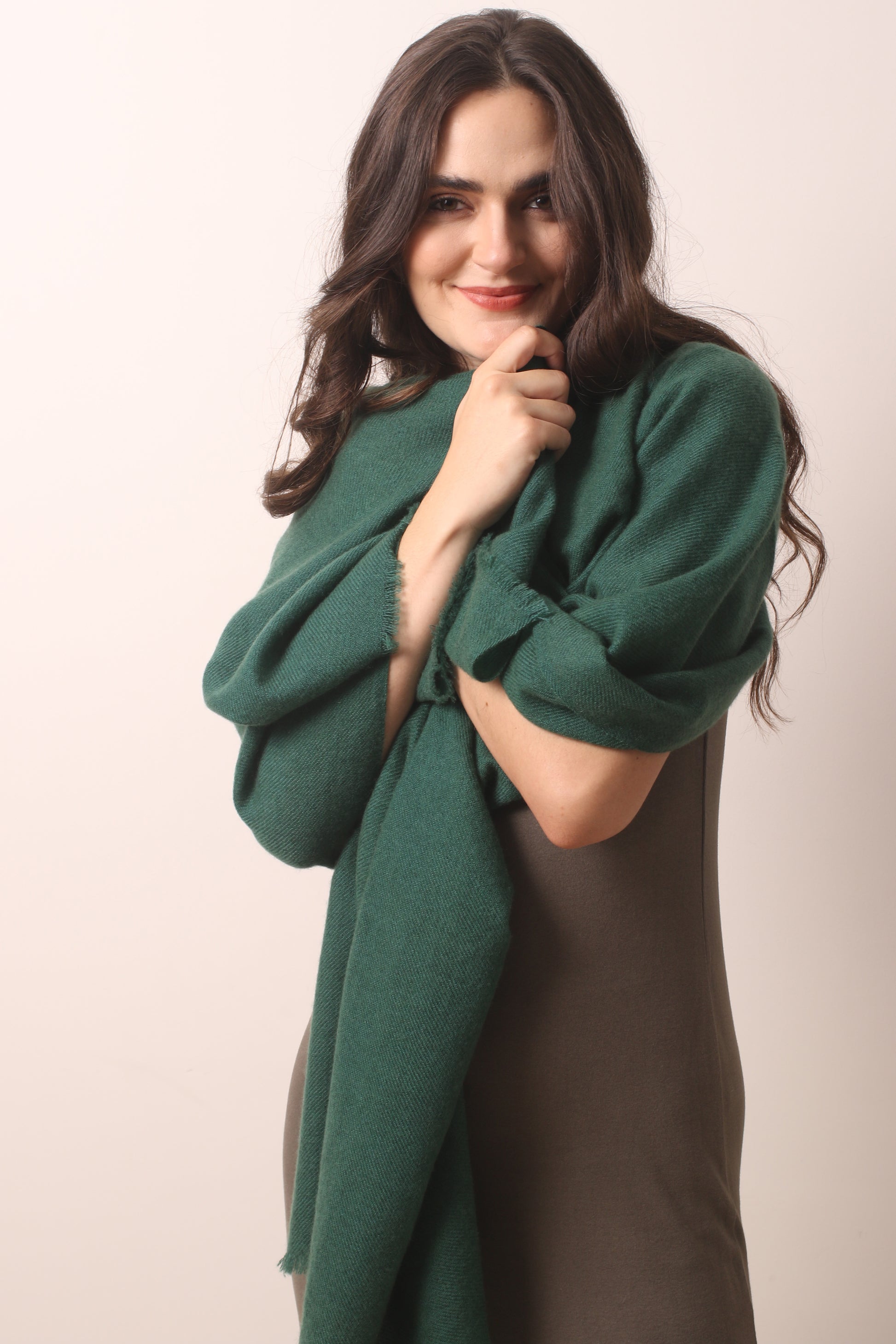 Emerald Green Felted Cashmere Scarf 4- Pashma Women's