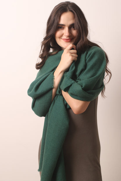 Emerald Green Felted Cashmere Scarf 4- Pashma Women's