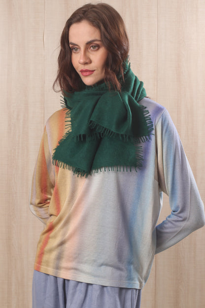 Emerald Green Knitted Cashmere Scarf 1- Pashma Women's