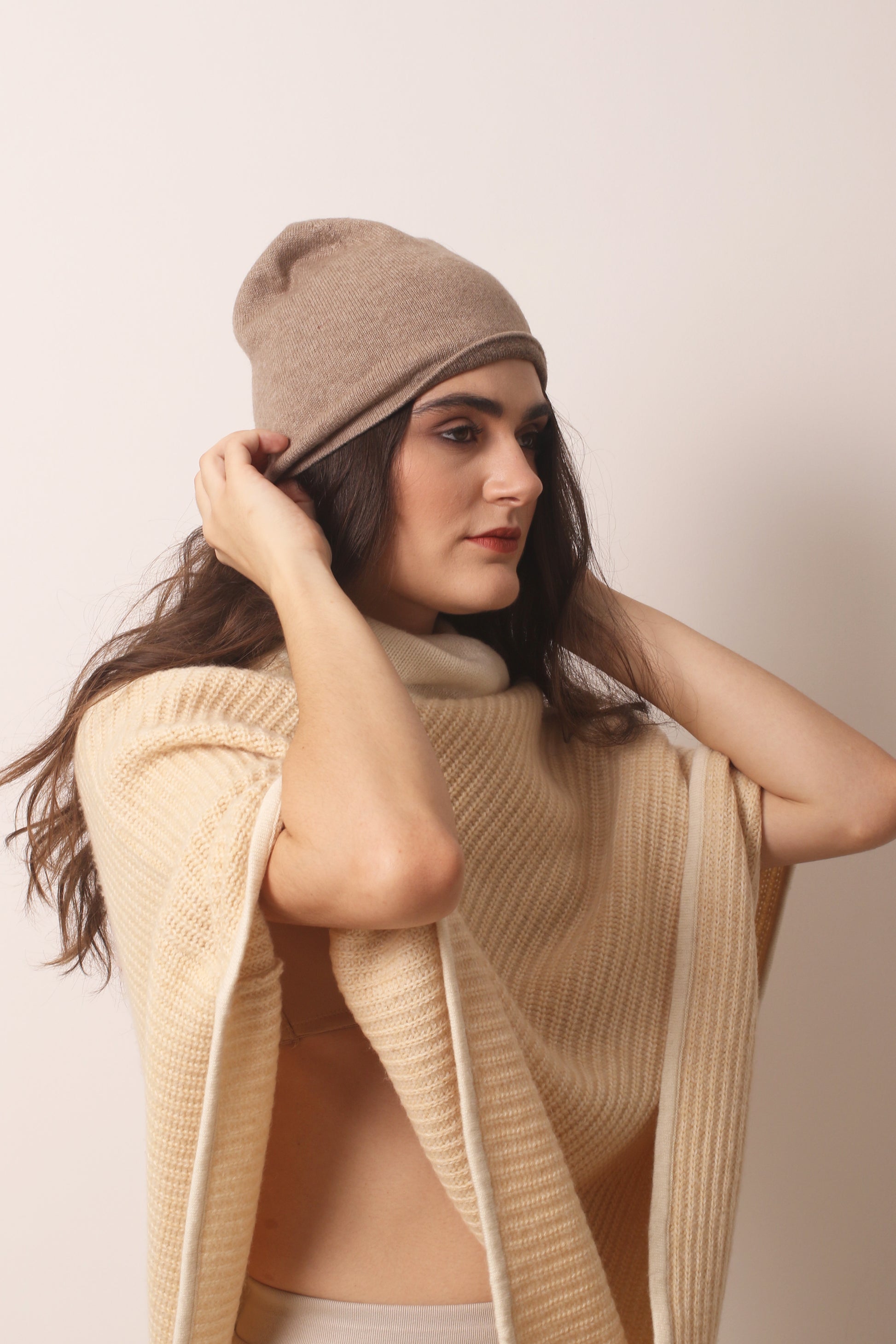 Fawn Cashmere Beanie 2- Pashma Wmen's