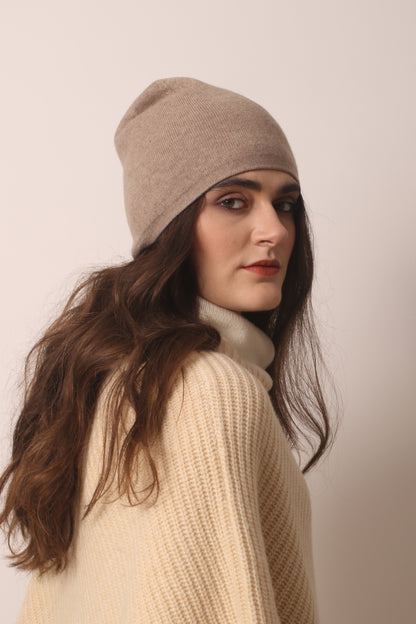 Fawn Cashmere Beanie 3- Pashma Wmen's