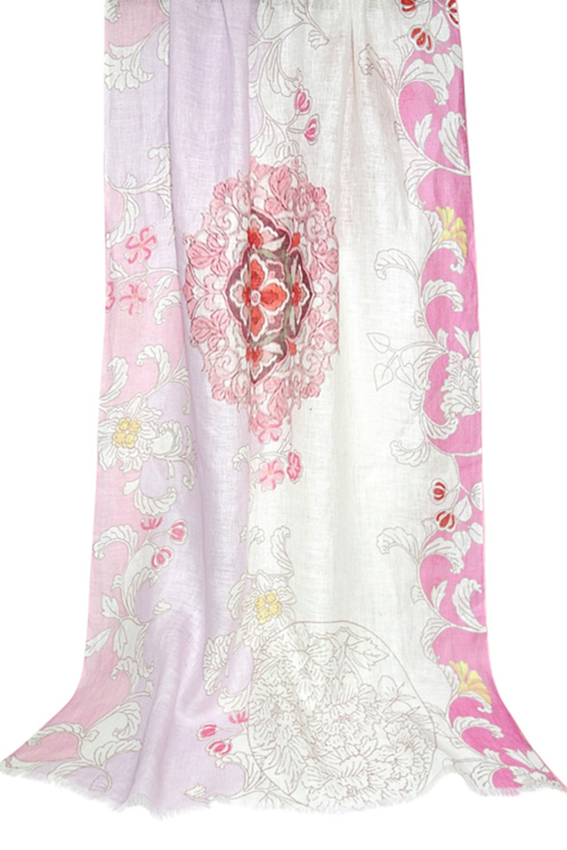 Floral Print Silk Cashmere Scarf 4- Pashma Women's