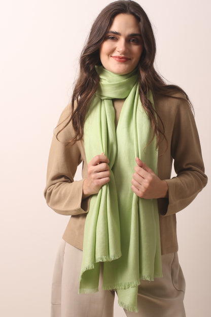 Fresh Green Silk Cashmere Twill Scarf- Pashma Women's
