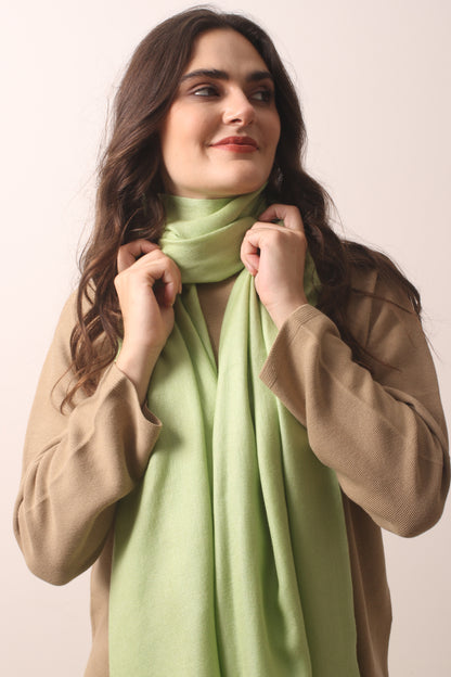 Fresh Green Silk Cashmere Twill Scarf 3- Pashma Women's