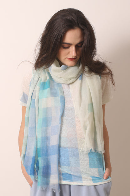Geometric silk cashmere scarf 2- Pashma Women's