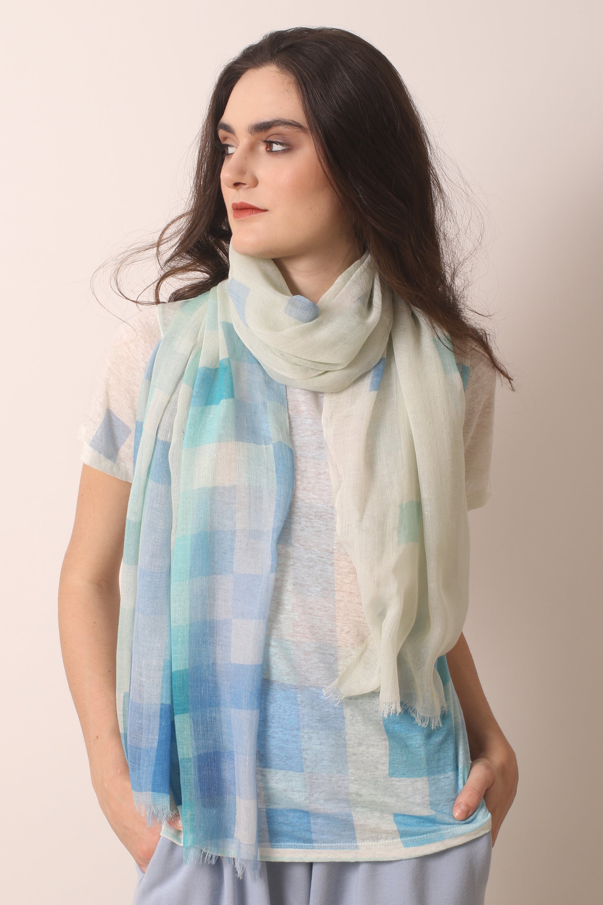 Geometric silk cashmere scarf 3- Pashma Women's