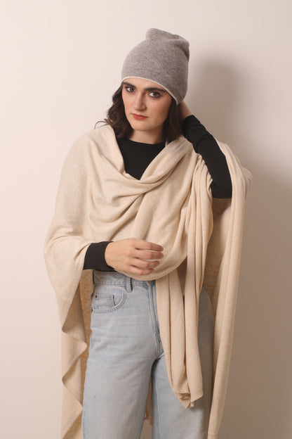 Grey Cashmere Beanie 1- Pashma Women's